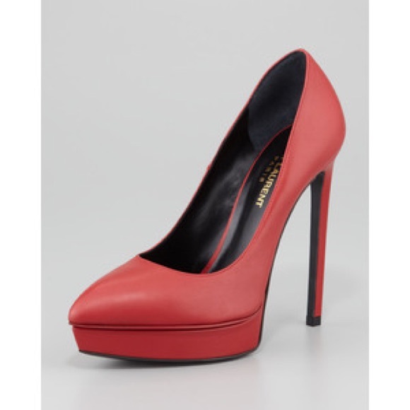Saint Laurent Shoes - Red Saint Laurent 'Janis' Platform Pump